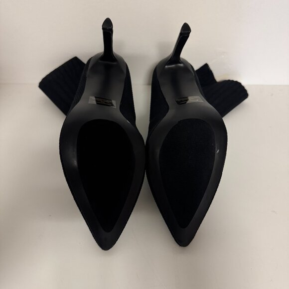 Steve Madden Discreet Stiletto Heeled Sock Boots In Black Rib - Picture 5 of 5